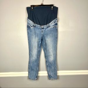 H&M Mama Maternity Jeans Skinny Ankle High Rib Blue Size Large